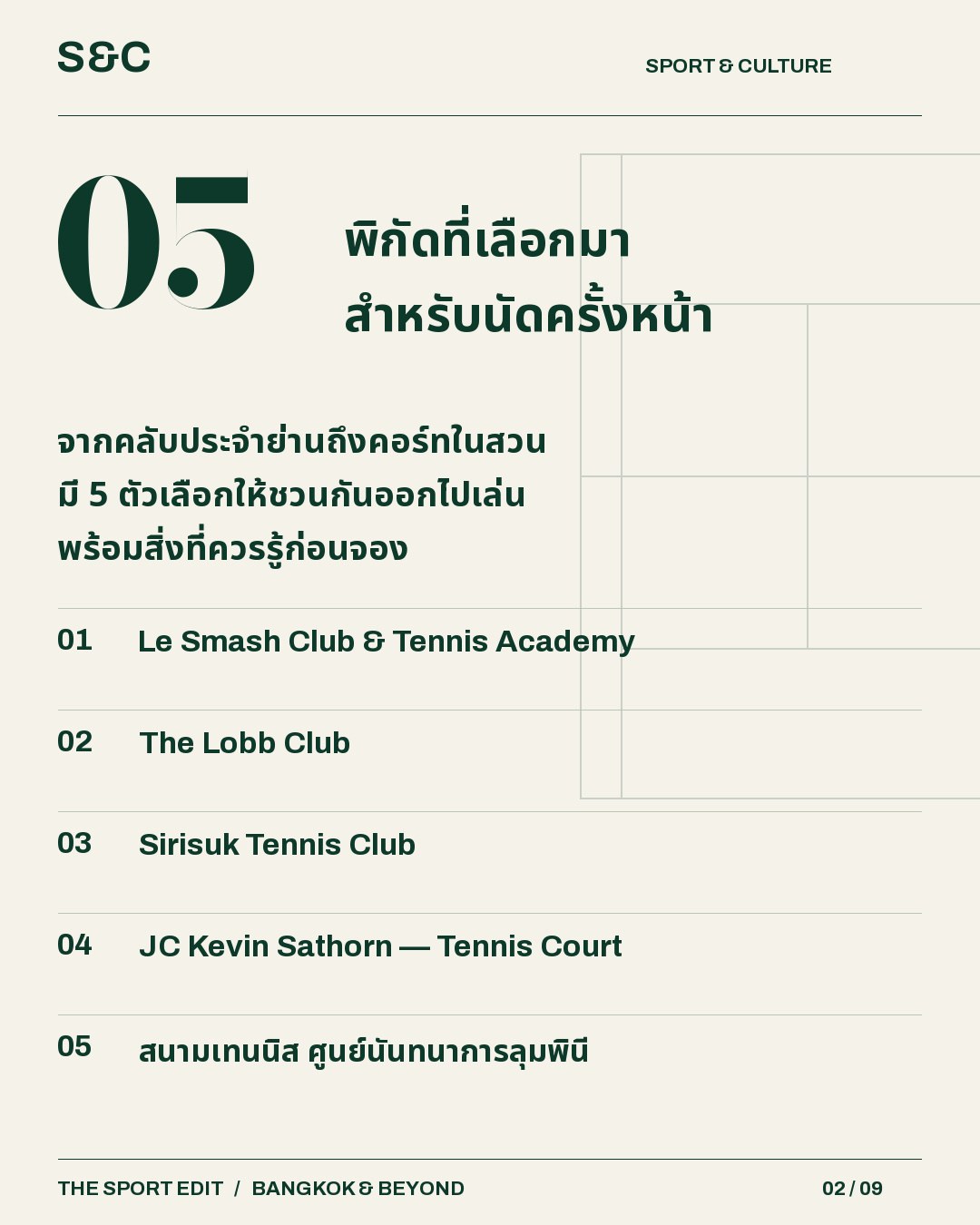 5 พิกัดเทนนิส พระราม 3–สาทร–ลุมพินี คนย่านพระราม 3 และสาทรมีตัวเลือกมากกว่าสนามแบบเดียว ชุดนี้รวม 5 พิกัดต่อเ…