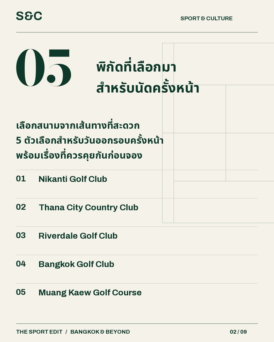 5 สนามกอล์ฟรอบกรุงเทพฯ วันออกรอบที่ดีเริ่มจากการนัดหมายที่ลงตัว ชุดนี้รวม 5 สนามในนครปฐม สมุทรปราการ และปทุมธ…